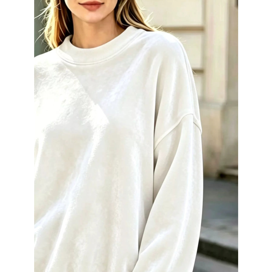 Full Size Oversized Dropped Shoulder Sweatshirt Plus Apparel and Accessories