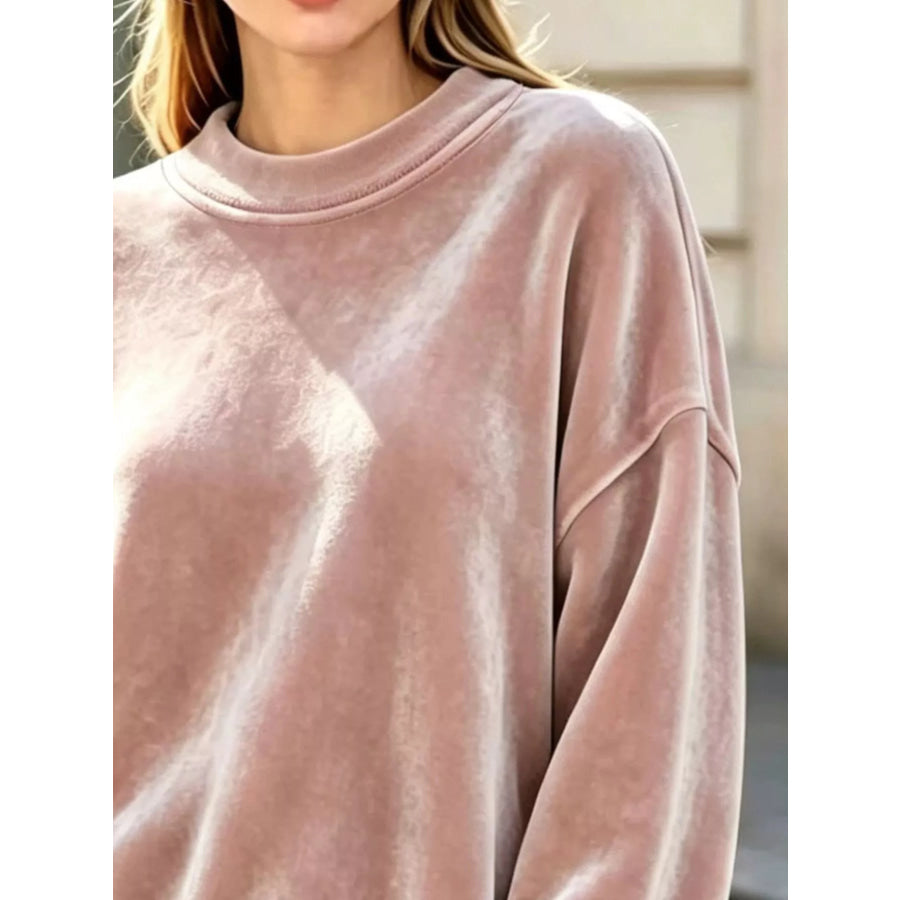 Full Size Oversized Dropped Shoulder Sweatshirt Plus Apparel and Accessories