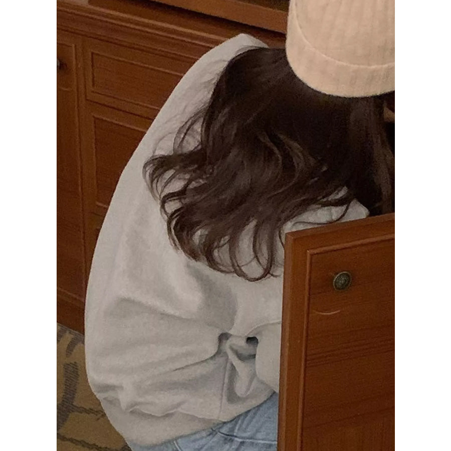 Full Size Oversized Graphic Crewneck Sweatshirt Plus Apparel and Accessories