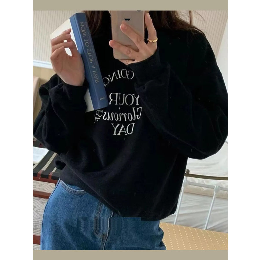 Full Size Oversized Graphic Crewneck Sweatshirt Plus Apparel and Accessories
