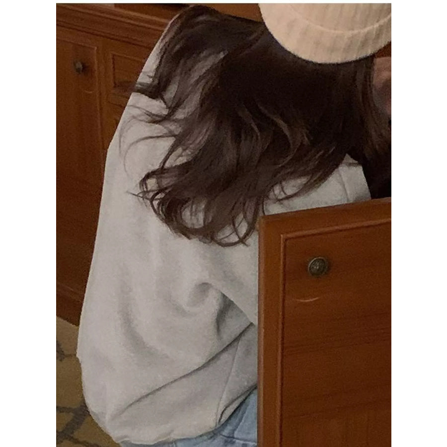 Full Size Oversized Graphic Crewneck Sweatshirt Plus Apparel and Accessories