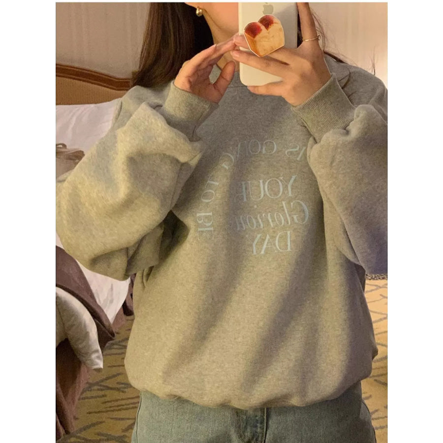 Full Size Oversized Graphic Crewneck Sweatshirt Plus Apparel and Accessories