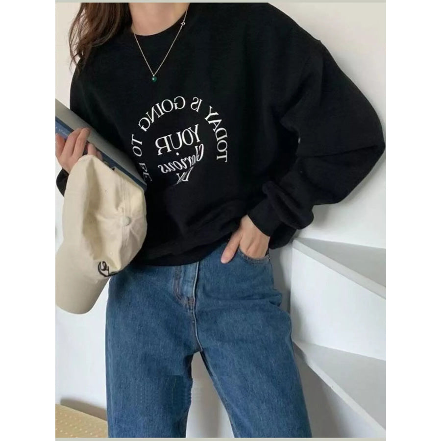 Full Size Oversized Graphic Crewneck Sweatshirt Plus Apparel and Accessories