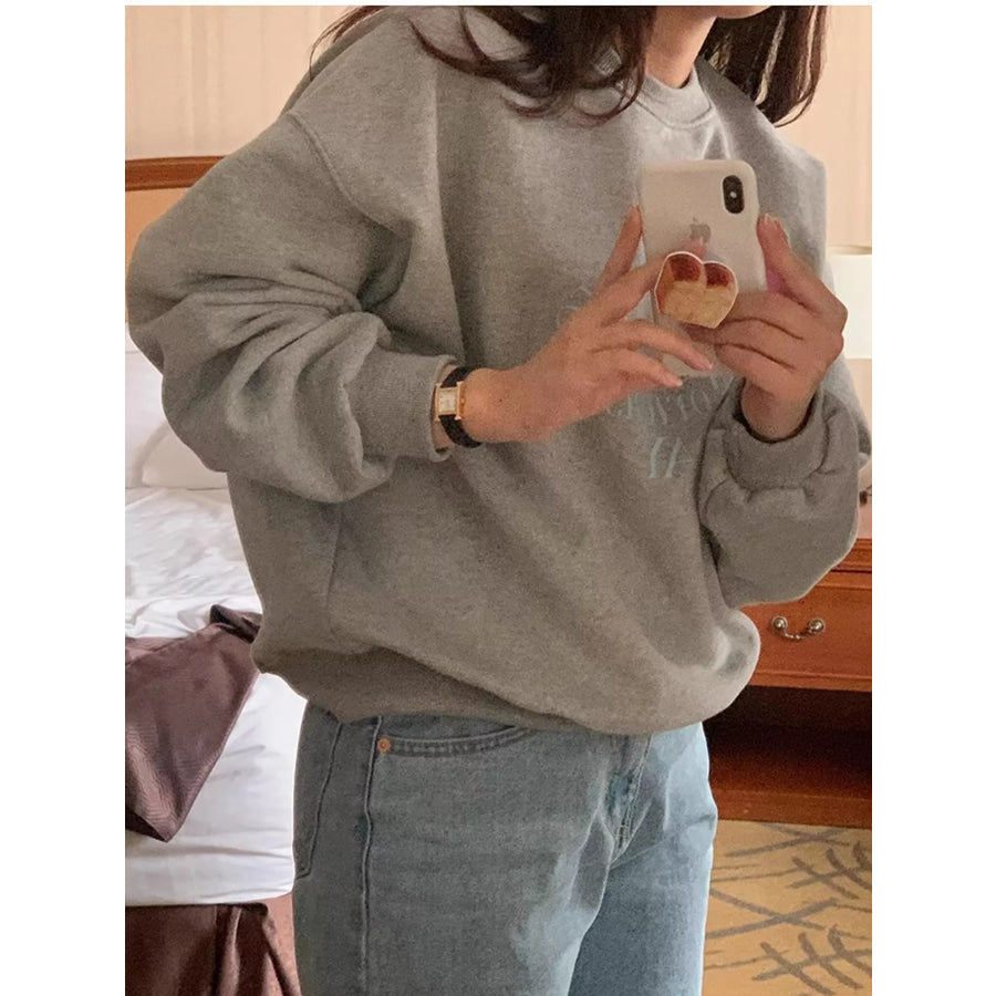 Full Size Oversized Graphic Crewneck Sweatshirt Plus Apparel and Accessories
