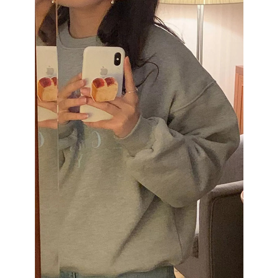 Full Size Oversized Graphic Crewneck Sweatshirt Plus Apparel and Accessories