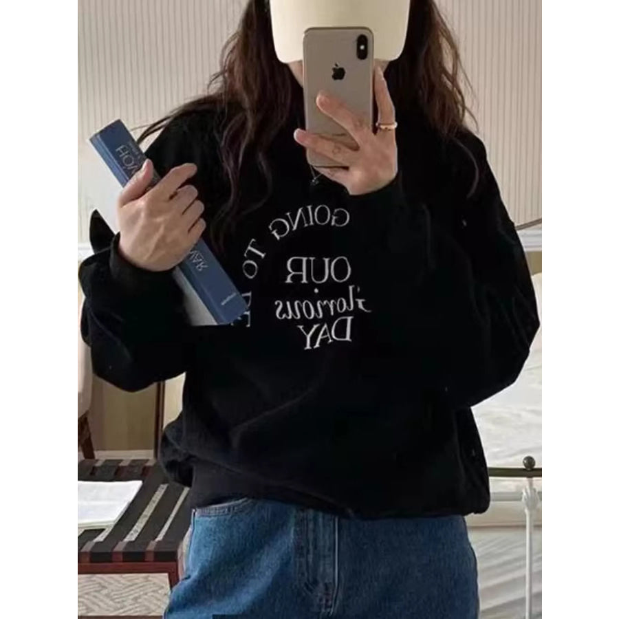 Full Size Oversized Graphic Crewneck Sweatshirt Plus Apparel and Accessories