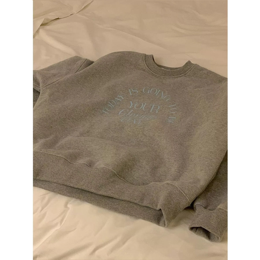 Full Size Oversized Graphic Crewneck Sweatshirt Plus Apparel and Accessories