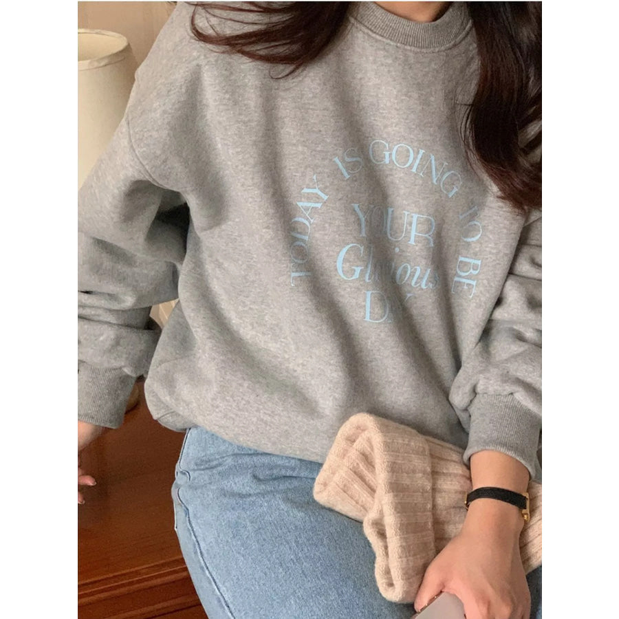 Full Size Oversized Graphic Crewneck Sweatshirt Plus Apparel and Accessories