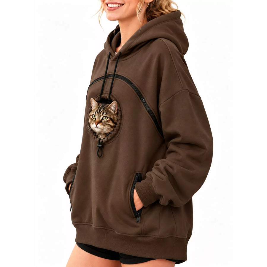 Full Size Pet Carrier Kangaroo Pouch Hoodie Plus Coffee / S Apparel and Accessories