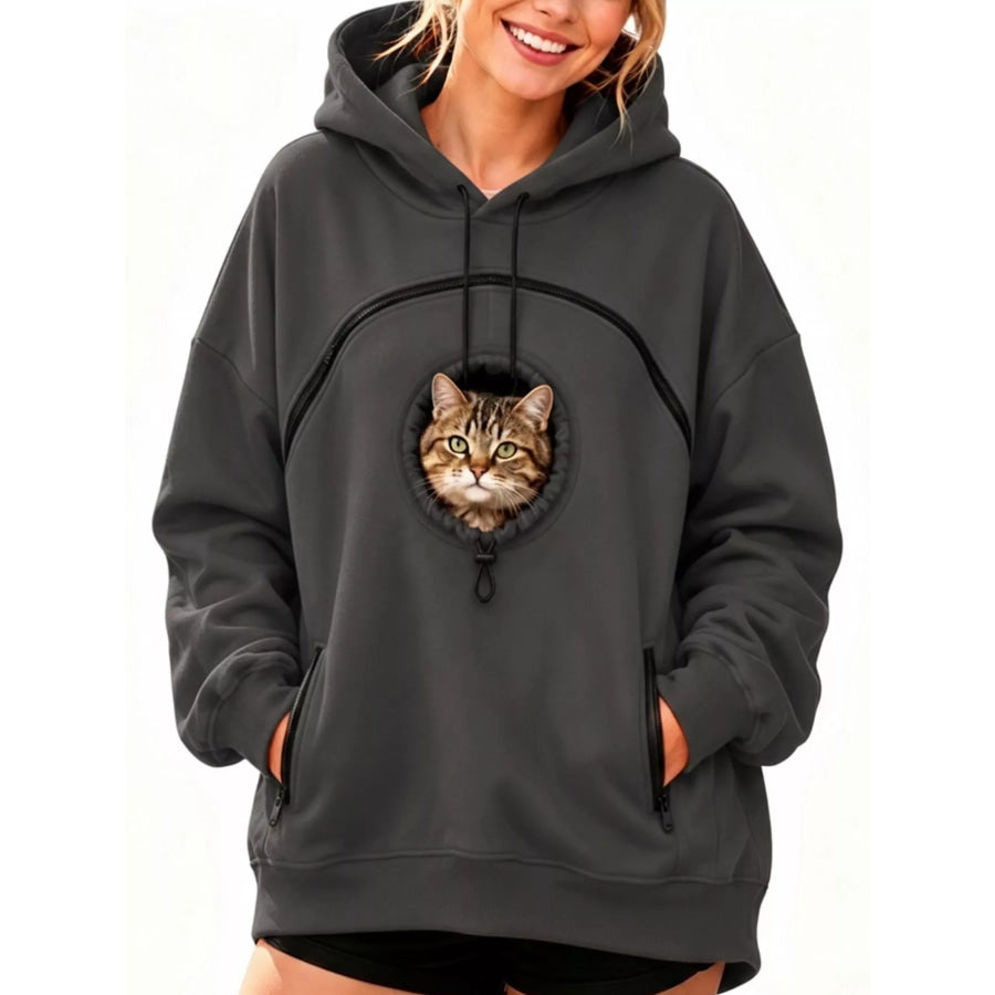 Full Size Pet Carrier Kangaroo Pouch Hoodie Plus Dark Gray / S Apparel and Accessories