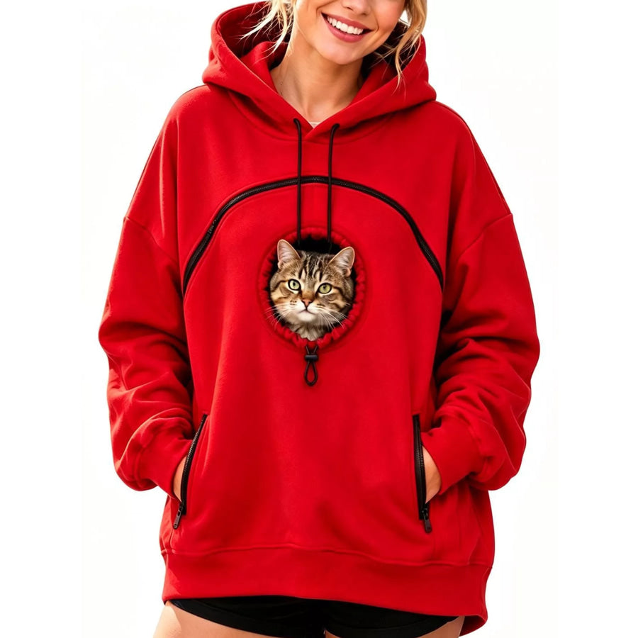 Full Size Pet Carrier Kangaroo Pouch Hoodie Plus Red / S Apparel and Accessories