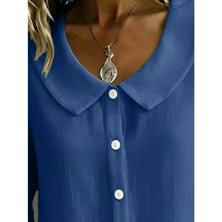 Full Size Peter Pan Collar Button-Down Shirt Plus Size Apparel and Accessories