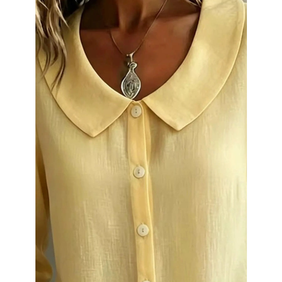 Full Size Peter Pan Collar Button-Down Shirt Plus Size Apparel and Accessories