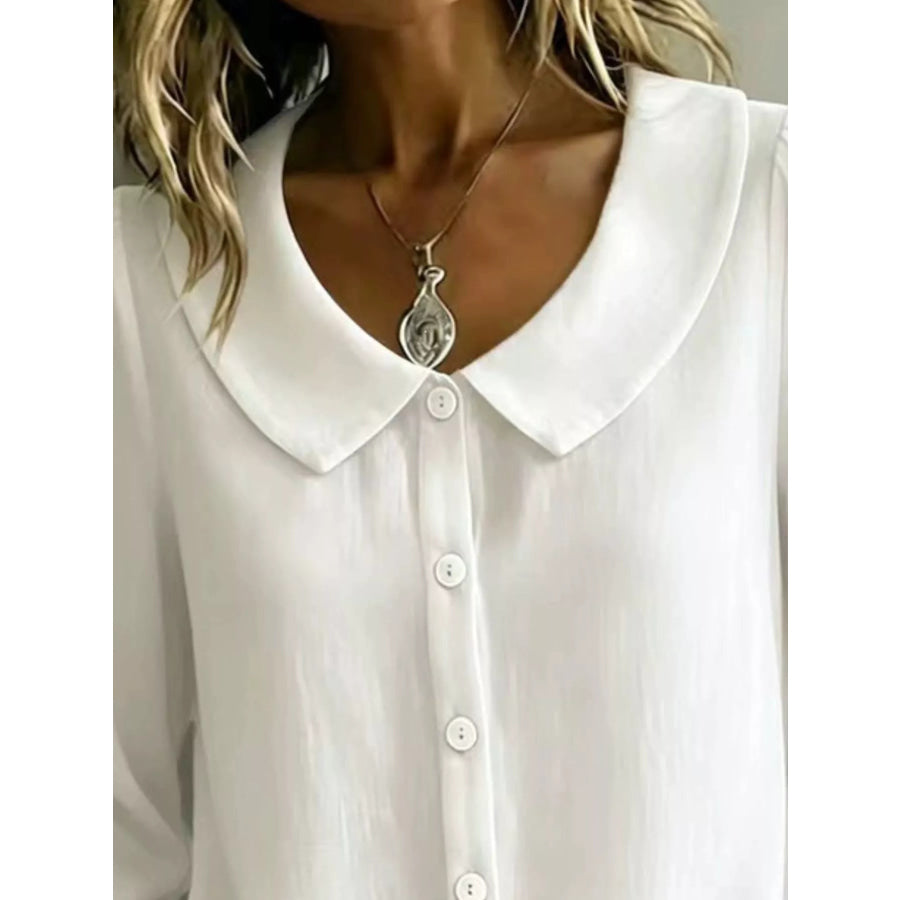 Full Size Peter Pan Collar Button-Down Shirt Plus Size Apparel and Accessories