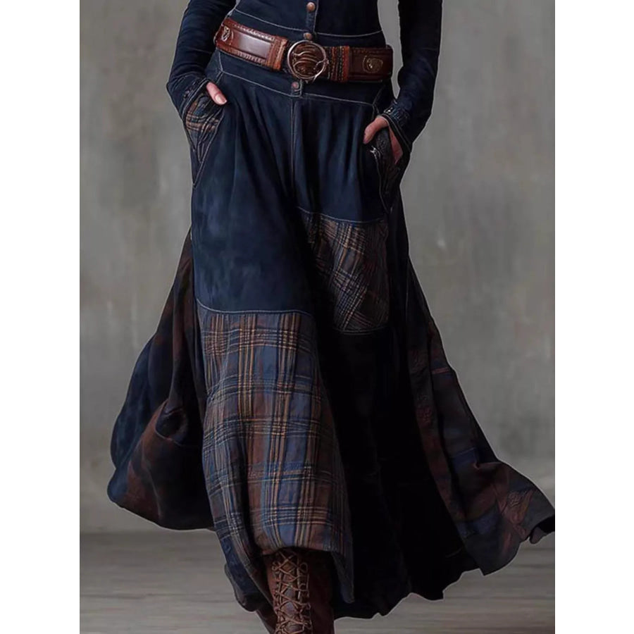Full Size Plaid Button Front Long Sleeve Dress Plus Size Apparel and Accessories