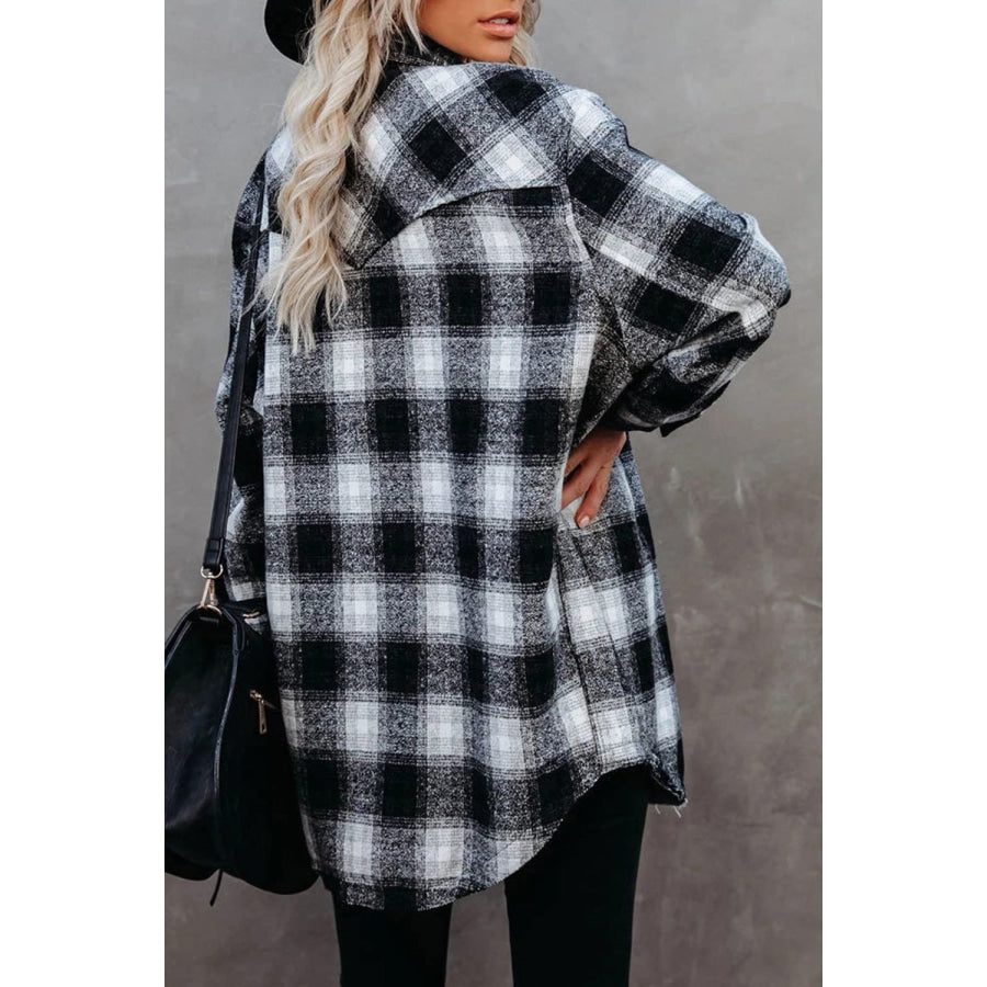 Full Size Plaid Collared Neck Long Sleeve Shirt Apparel and Accessories