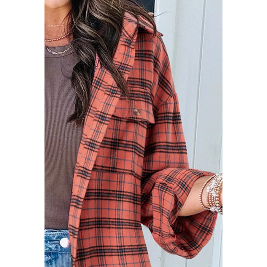 Full Size Plaid Collared Neck Long Sleeve Shirt Apparel and Accessories