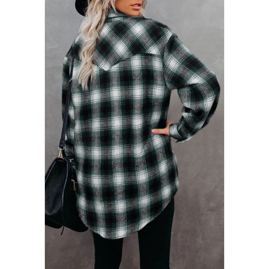 Full Size Plaid Collared Neck Long Sleeve Shirt Apparel and Accessories