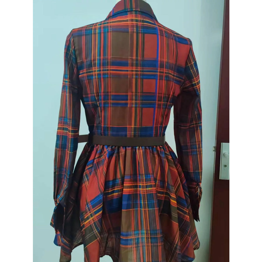 Full Size Plaid Long Sleeve Shirt Dress Plus Apparel and Accessories
