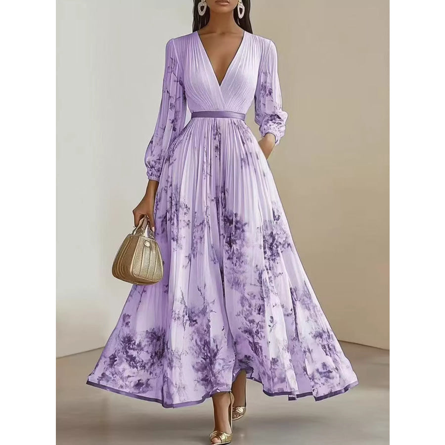 Full Size Pleated Floral Maxi Dress Plus Light Purple / S Apparel and Accessories