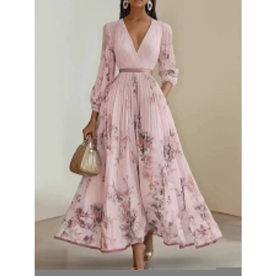 Full Size Pleated Floral Maxi Dress Plus Pink / S Apparel and Accessories