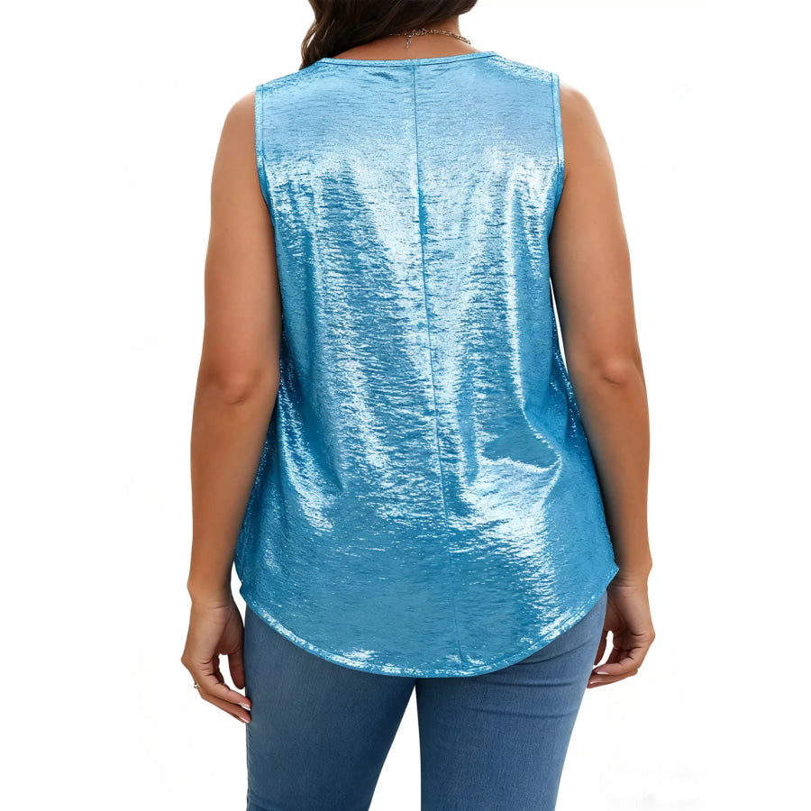 Full Size Pleated Square Neck Tank Plus Size Apparel and Accessories