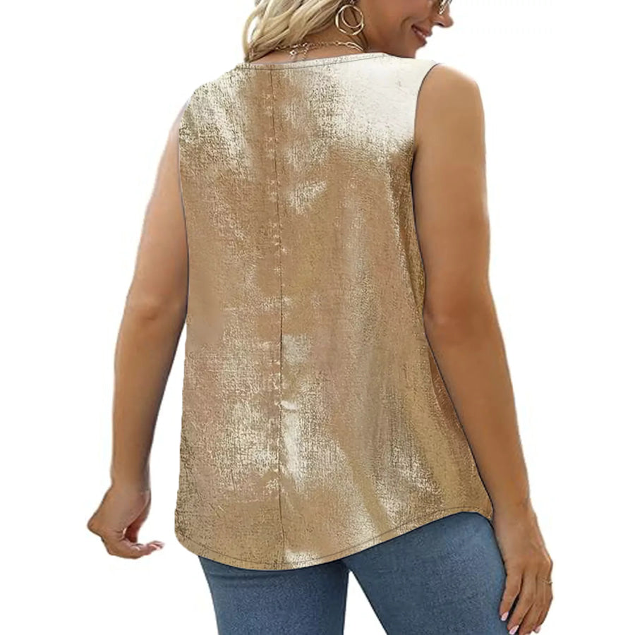 Full Size Pleated Square Neck Tank Plus Size Apparel and Accessories