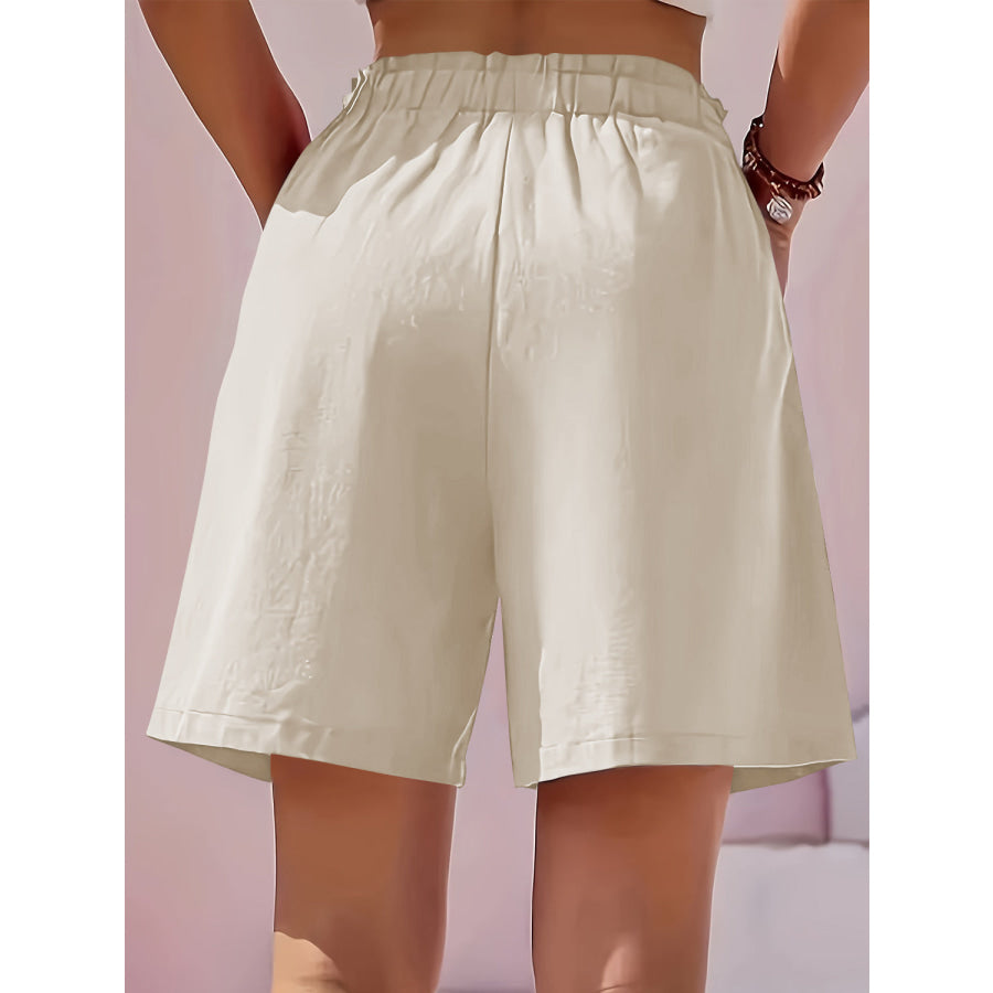 Full Size Pocketed Elastic Waist Shorts Apparel and Accessories
