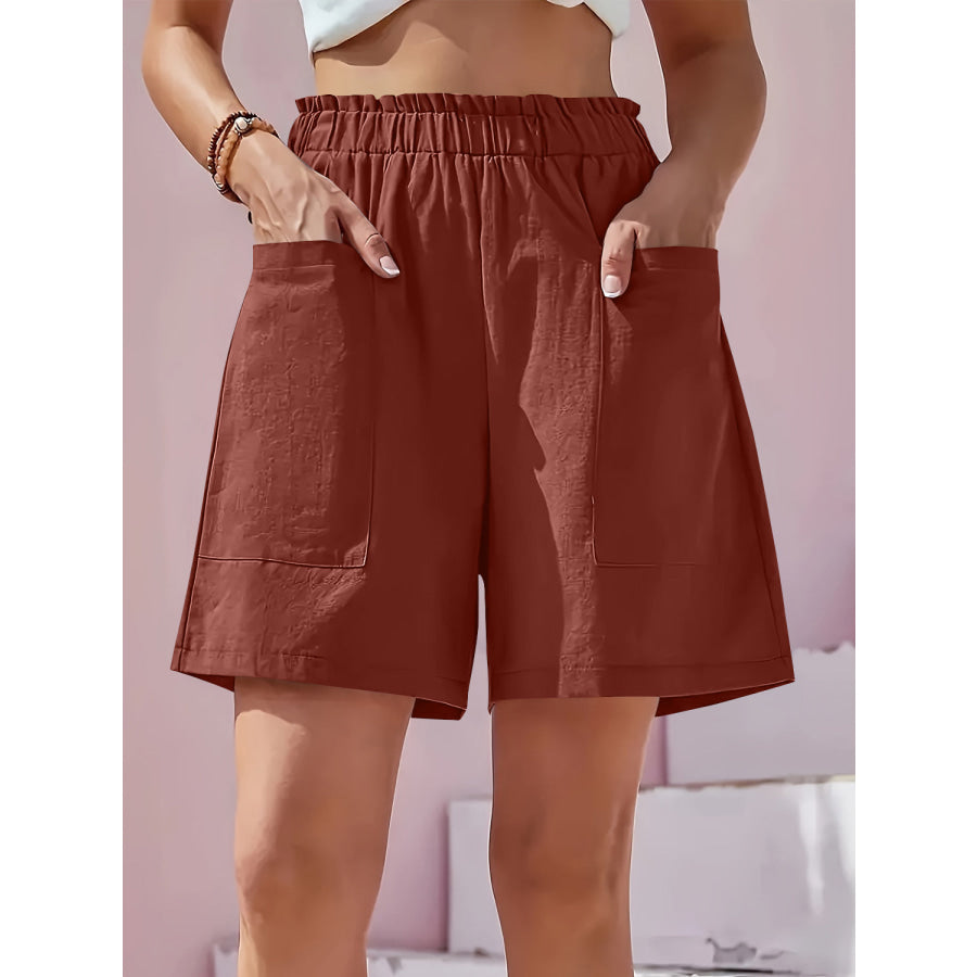 Full Size Pocketed Elastic Waist Shorts Apparel and Accessories
