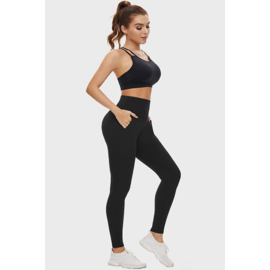 Full Size Pocketed High Waist Active Leggings Apparel and Accessories