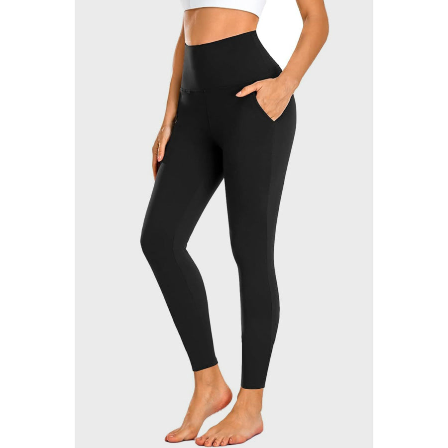 Full Size Pocketed High Waist Active Leggings Black / 2XL Apparel and Accessories