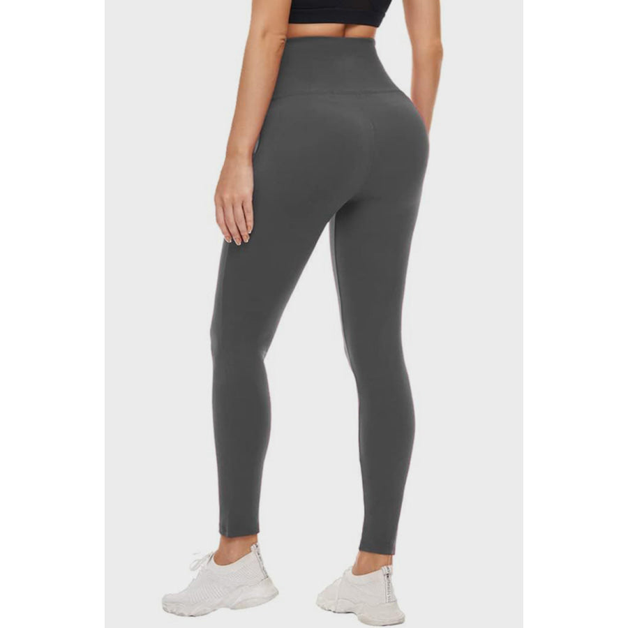 Full Size Pocketed High Waist Active Leggings Dark Gray / 2XL Apparel and Accessories