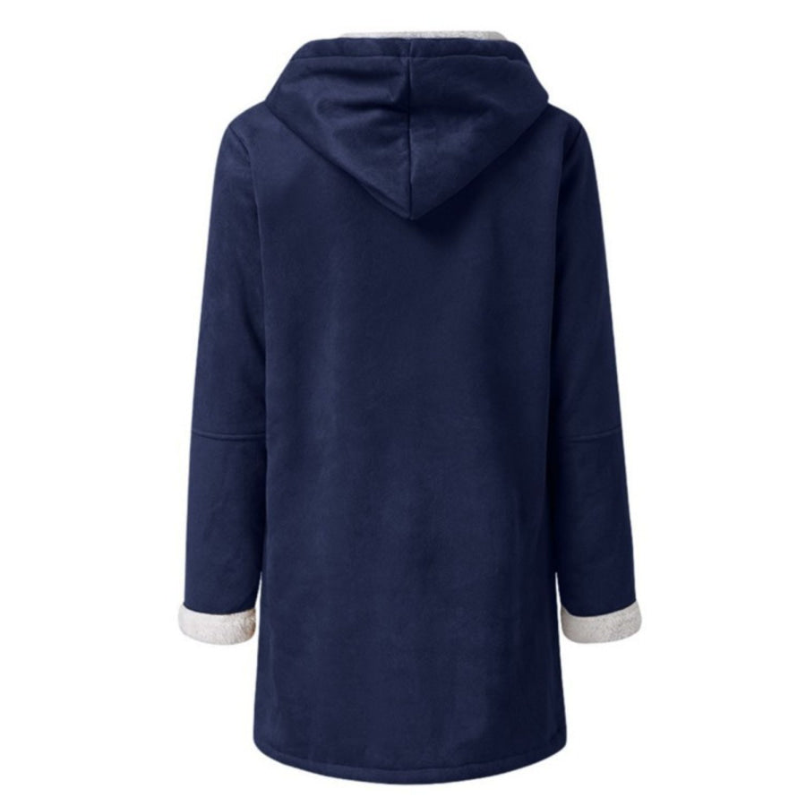 Full Size Pocketed Long Sleeve Hooded Toggle Jacket Apparel and Accessories