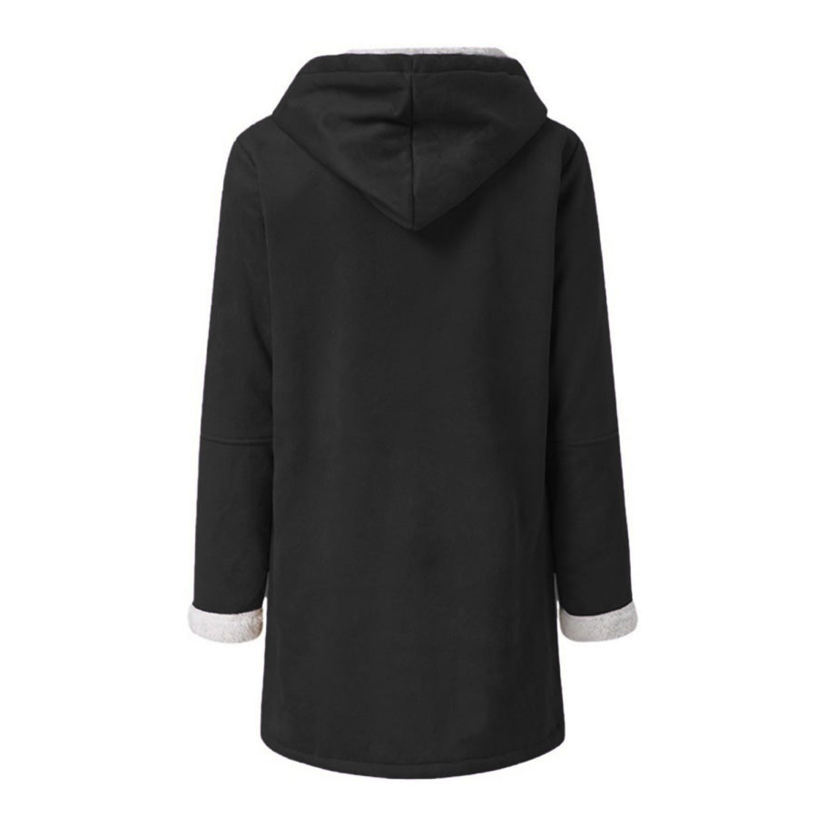 Full Size Pocketed Long Sleeve Hooded Toggle Jacket Apparel and Accessories