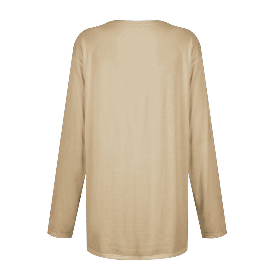 Full Size Pocketed Round Neck Long Sleeve T-Shirt Apparel and Accessories