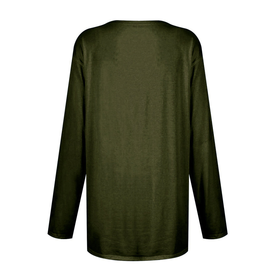 Full Size Pocketed Round Neck Long Sleeve T-Shirt Apparel and Accessories