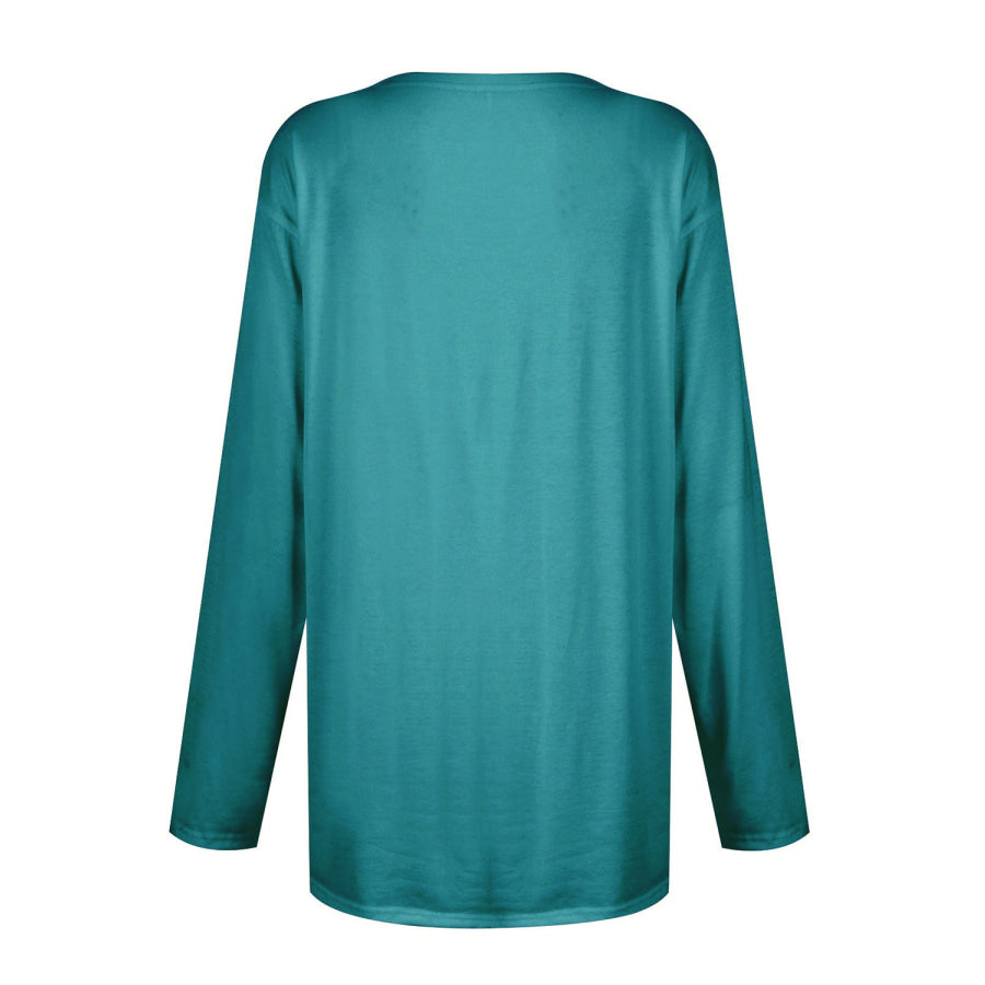 Full Size Pocketed Round Neck Long Sleeve T-Shirt Apparel and Accessories