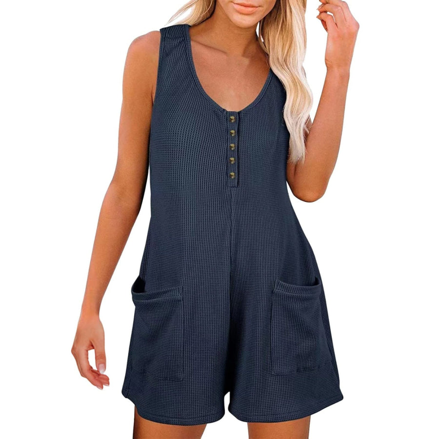 Full Size Pocketed Scoop Neck Sleeveless Romper Apparel and Accessories