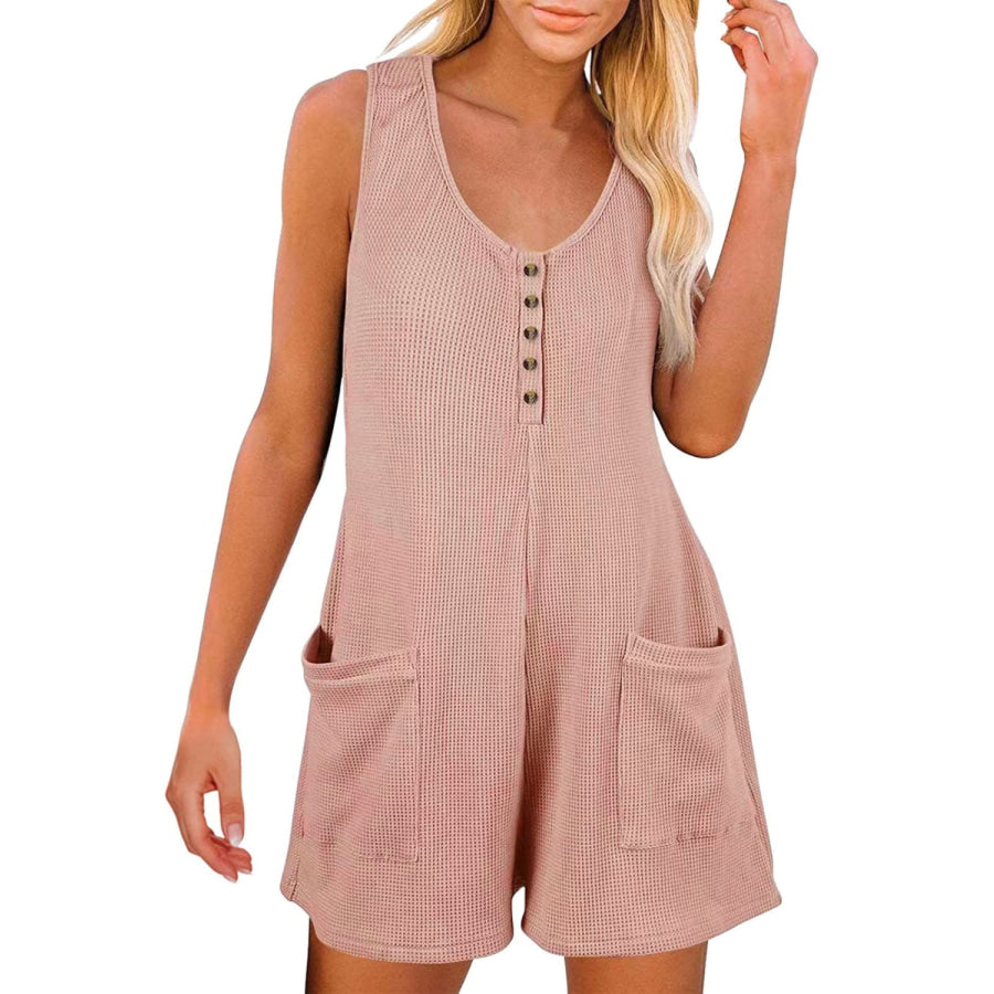 Full Size Pocketed Scoop Neck Sleeveless Romper Apparel and Accessories