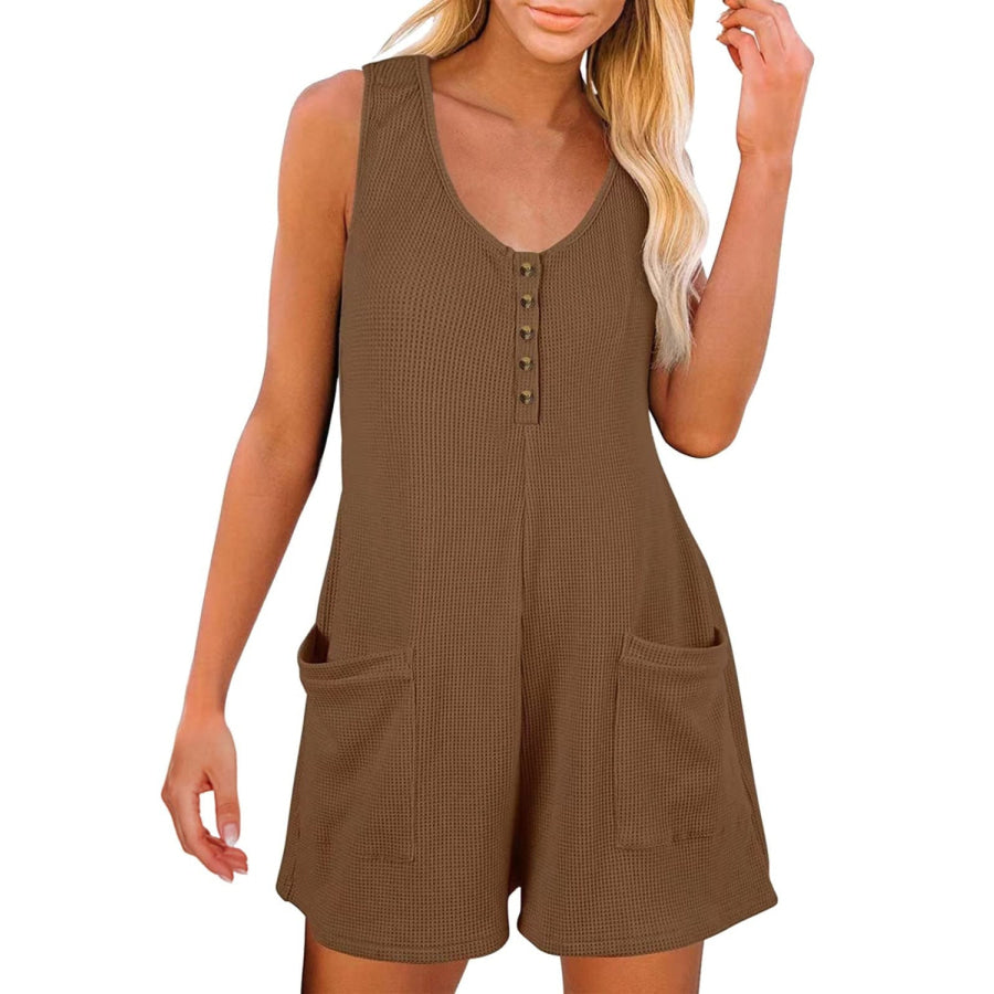 Full Size Pocketed Scoop Neck Sleeveless Romper Apparel and Accessories