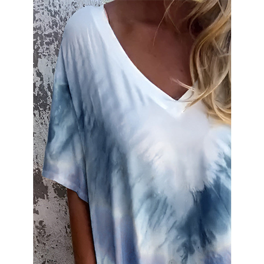 Full Size Pocketed Tie-Dye Short Sleeve Dress Apparel and Accessories