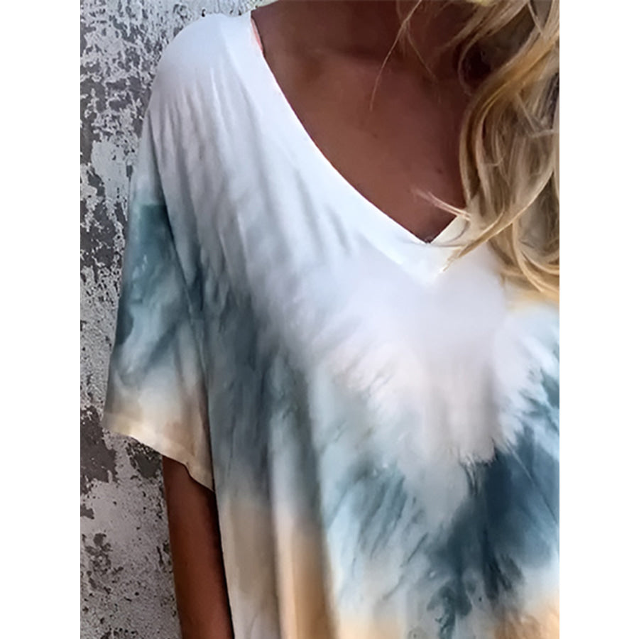 Full Size Pocketed Tie-Dye Short Sleeve Dress Apparel and Accessories