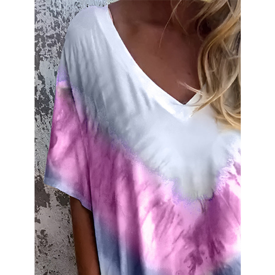 Full Size Pocketed Tie-Dye Short Sleeve Dress Apparel and Accessories