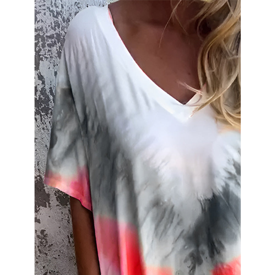 Full Size Pocketed Tie-Dye Short Sleeve Dress Apparel and Accessories