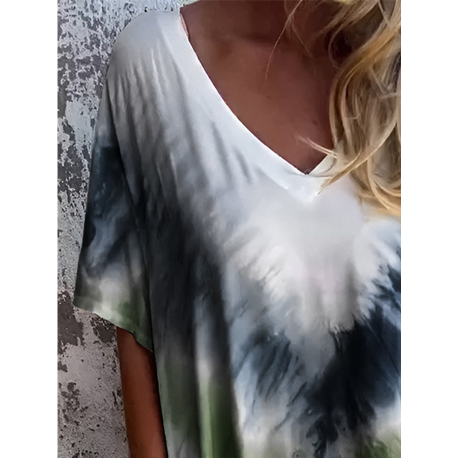 Full Size Pocketed Tie-Dye Short Sleeve Dress Apparel and Accessories