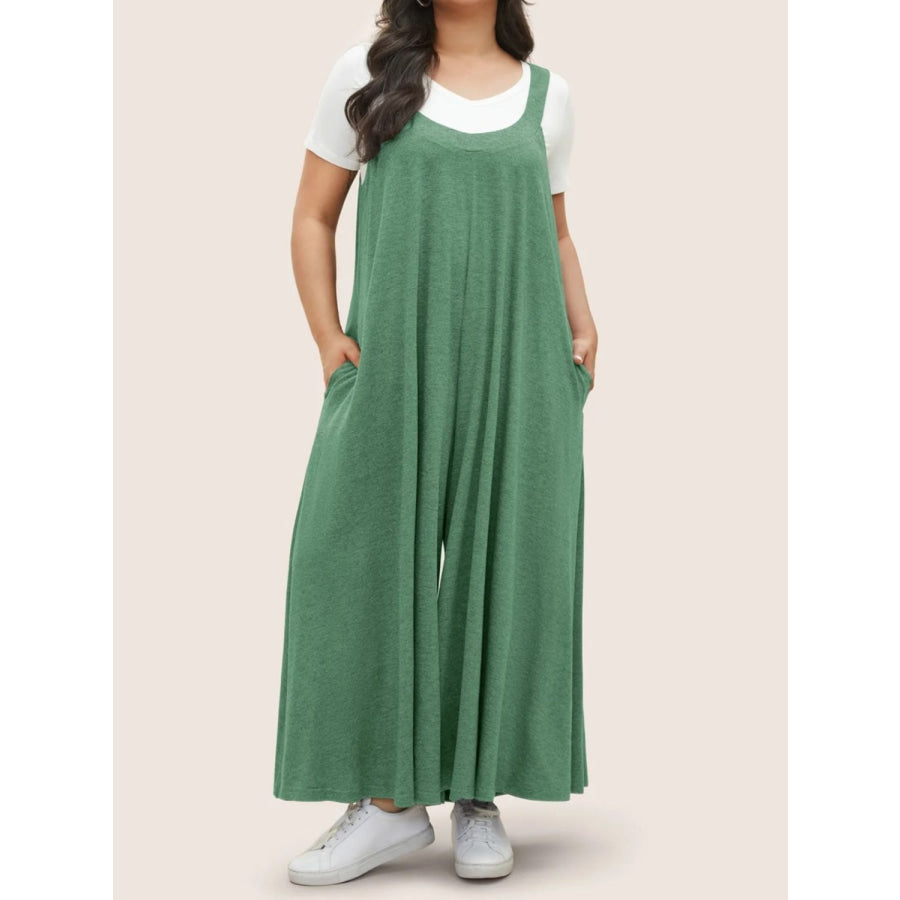 Full Size Pocketed Wide Leg Overalls Green / S Apparel and Accessories