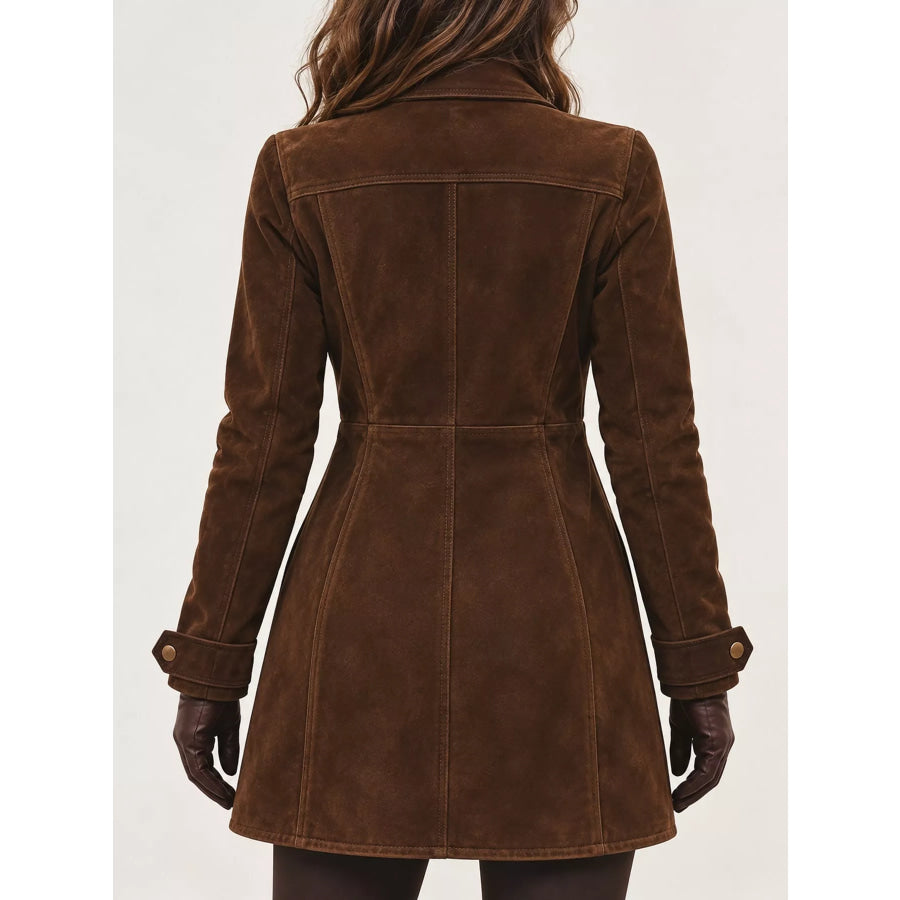 Full Size Pockets Front Long Sleeve Jacket Plus Apparel and Accessories