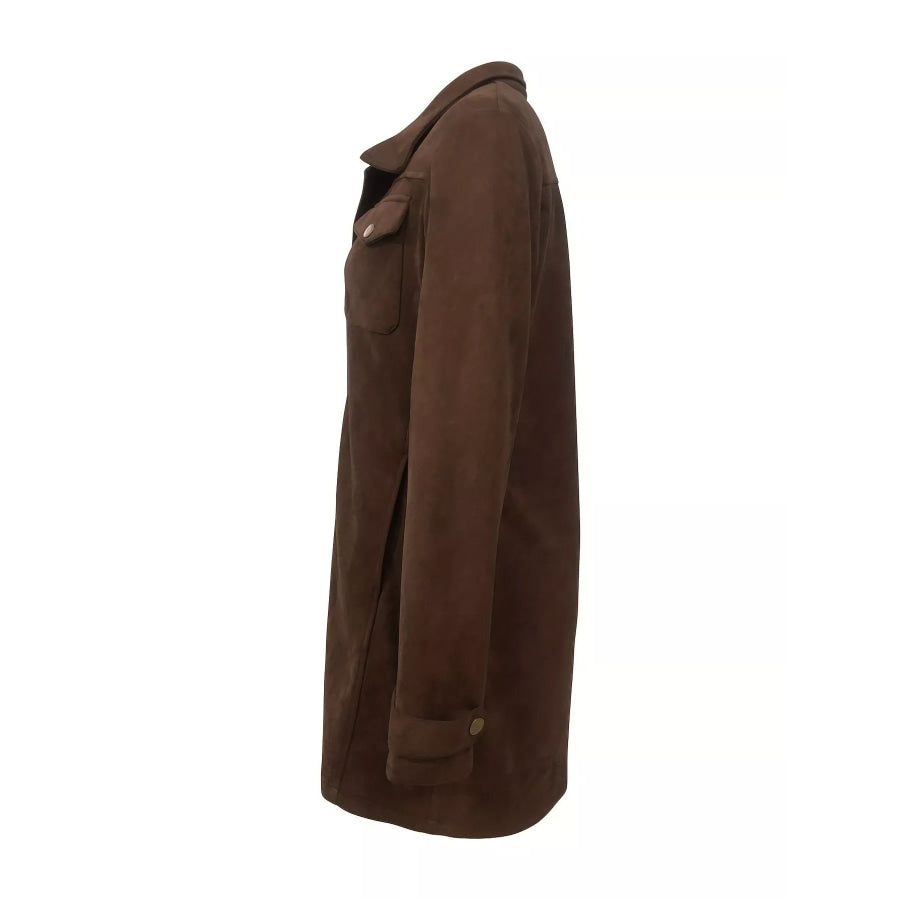 Full Size Pockets Front Long Sleeve Jacket Plus Apparel and Accessories