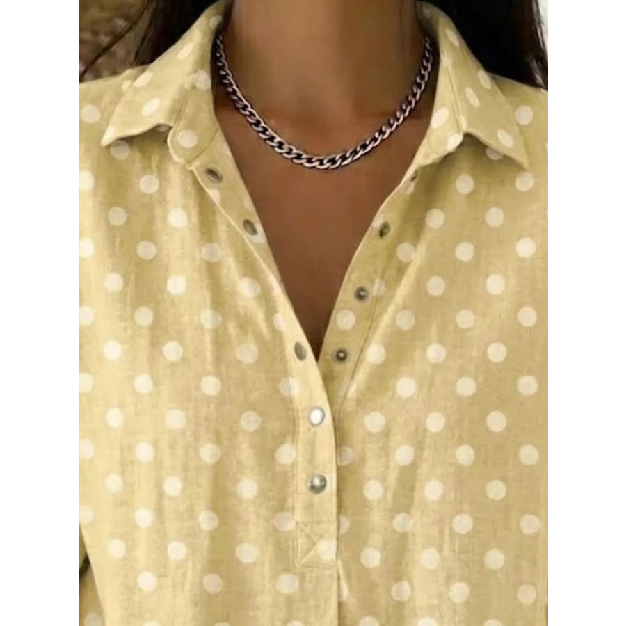 Full Size Polka Dot Short Sleeve Shirt Plus Size Apparel and Accessories