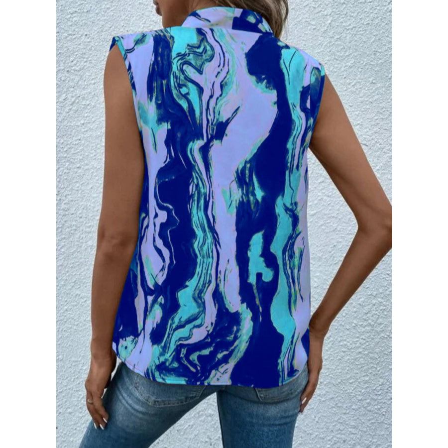 Full Size Printed Button Up Tank Apparel and Accessories